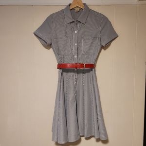 Blue and White Striped A-line Dress